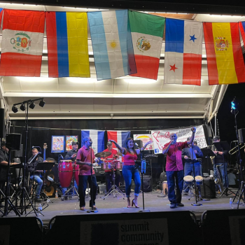 band on stage at Fiesta Latina community event
