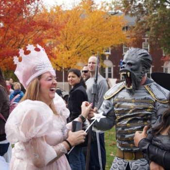 people in costumes at halloween parade